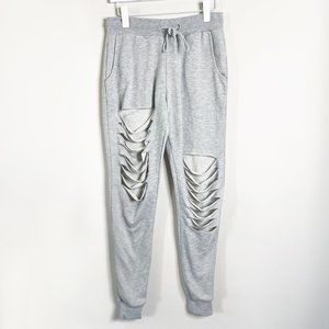 Primark Atmosphere Heather Grey Ripped Slit Joggers